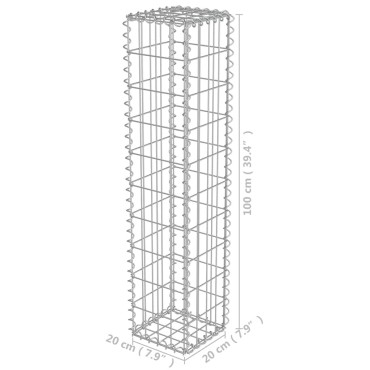 vidaXL Συρματοκιβώτιο Τοίχος 20x20x100 εκ. Γαλβαν.Χάλυβας + Καλύμματα