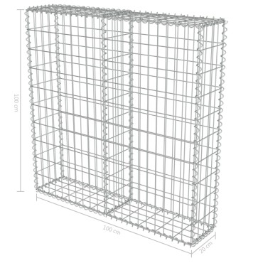 vidaXL Συρματοκιβώτιο Τοίχος 80x20x100cm Γαλβαν.Χάλυβας + Καλύμματα