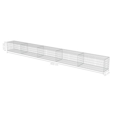 vidaXL Συρματοκιβώτιο Τοίχος 600x50x50cm Γαλβαν. Χάλυβας + Καλύμματα