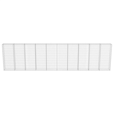 vidaXL Συρματοκιβώτιο Τοίχος 600x30x150cm Γαλβαν.Χάλυβας + Καλύμματα