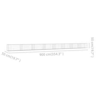 vidaXL Συρματοκιβώτιο Τοίχος 900x50x50 εκ. Γαλβαν.Χάλυβας + Καλύμματα