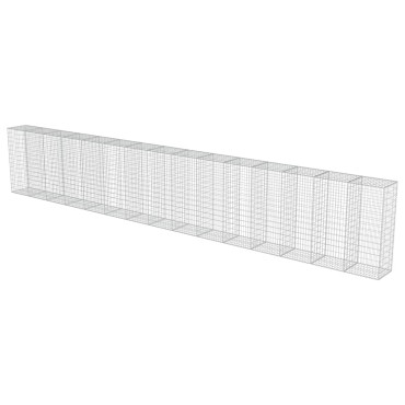 vidaXL Συρματοκιβώτιο Τοίχος 900x50x150cm Γαλβαν.Χάλυβας + Καλύμματα