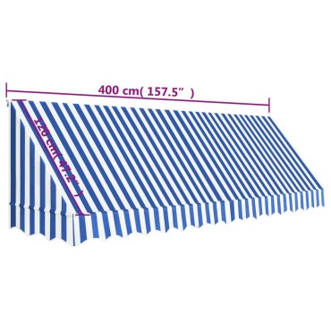 vidaXL Τέντα Bistro Μπλε / Λευκό 400 x 120 εκ.