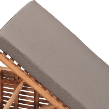 vidaXL Ξαπλώστρα από Μασίφ Ξύλο Teak με Σκούρο Γκρι Μαξιλάρι 200x60x35cm 1 τεμ.