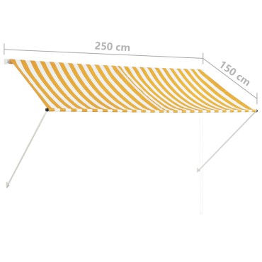 vidaXL Τέντα Συρόμενη Κίτρινο / Λευκό 250 x 150 εκ.