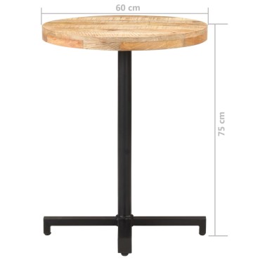 vidaXL Τραπέζι Bistro Στρογγυλό 60x75cm Ακατέργαστο Ξύλο Μάνγκο 1 τεμ.