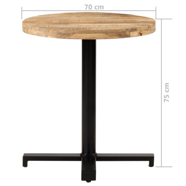 vidaXL Τραπέζι Bistro Στρογγυλό 70x75cm Ακατέργαστο Ξύλο Μάνγκο 1 τεμ.