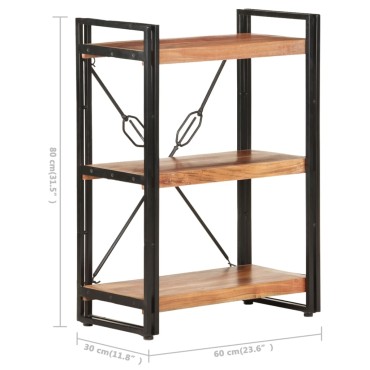 vidaXL Βιβλιοθήκη με 3 Επίπεδα 60x30x80cm από Μασίφ Ξύλο Ακακίας 1 τεμ.