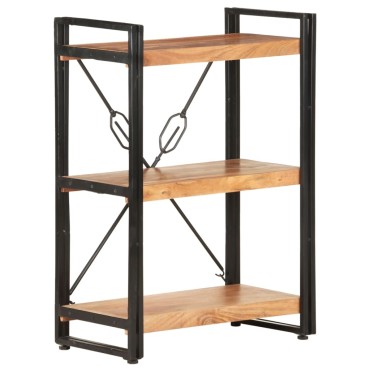 vidaXL Βιβλιοθήκη με 3 Επίπεδα 60x30x80cm από Μασίφ Ξύλο Ακακίας 1 τεμ.