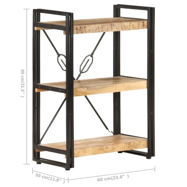 vidaXL Βιβλιοθήκη με 3 Επίπεδα 60x30x80cm Μασίφ Ξύλο Μάνγκο 1 τεμ.