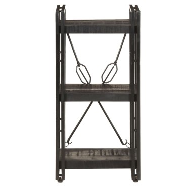 vidaXL Βιβλιοθήκη με 3 Επίπεδα Μαύρη 40x30x80cm Μασίφ Ξύλο Μάνγκο 1 τεμ.
