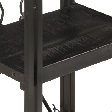 vidaXL Βιβλιοθήκη με 3 Επίπεδα Μαύρη 40x30x80cm Μασίφ Ξύλο Μάνγκο 1 τεμ.