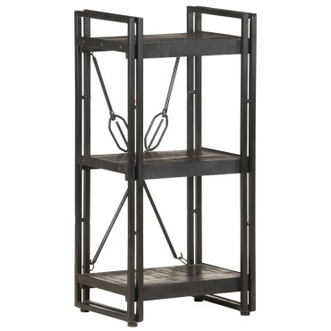 vidaXL Βιβλιοθήκη με 3 Επίπεδα Μαύρη 40x30x80cm Μασίφ Ξύλο Μάνγκο 1 τεμ.