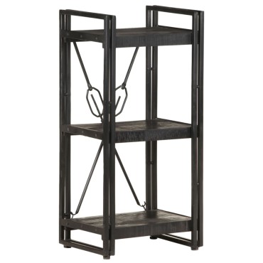 vidaXL Βιβλιοθήκη με 3 Επίπεδα Μαύρη 40x30x80cm Μασίφ Ξύλο Μάνγκο 1 τεμ.