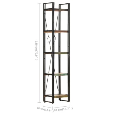 vidaXL Βιβλιοθήκη με 5 Επίπεδα 40x30x180cm Μασίφ Ανακυκλωμένο Ξύλο 1 τεμ.