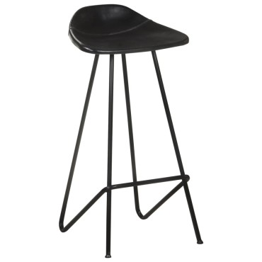 vidaXL Σκαμπό Μπαρ 2 τεμ. Μαύρα από Γνήσιο Δέρμα 45x39x83cm
