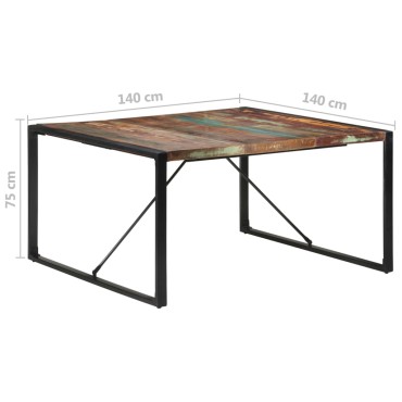 vidaXL Τραπεζαρία 140x140x75cm από Μασίφ Ανακυκλωμένο Ξύλο 1 τεμ.