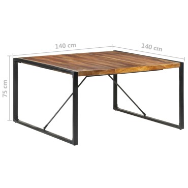vidaXL Τραπεζαρία 140x140x75cm από Μασίφ Ξύλο 1 τεμ.
