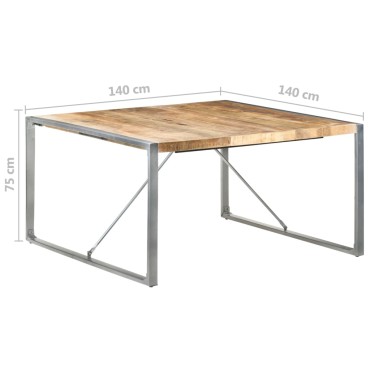 vidaXL Τραπεζαρία 140x140x75cm από Ακατέργαστο Ξύλο Μάνγκο 1 τεμ.