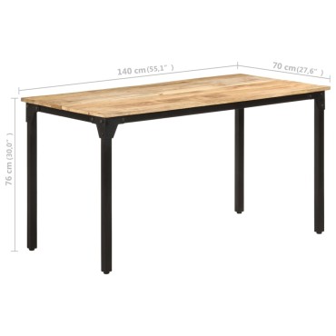 vidaXL Τραπεζαρία 140x70x76cm από Ακατέργαστο Ξύλο Μάνγκο 1 τεμ.