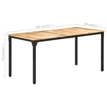 vidaXL Τραπεζαρία 160x80x76cm από Ακατέργαστο Ξύλο Μάνγκο 1 τεμ.