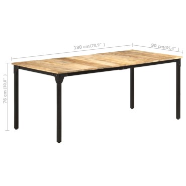 vidaXL Τραπεζαρία 180x90x76cm από Ακατέργαστο Ξύλο Μάνγκο 1 τεμ.
