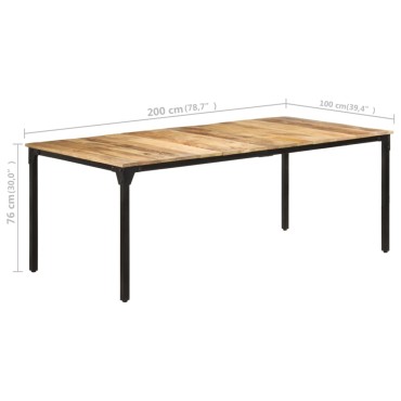 vidaXL Τραπεζαρία 200x100x76cm από Ακατέργαστο Ξύλο Μάνγκο 1 τεμ.