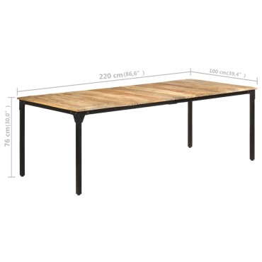 vidaXL Τραπεζαρία 220x100x76cm από Ακατέργαστο Ξύλο Μάνγκο 1 τεμ.