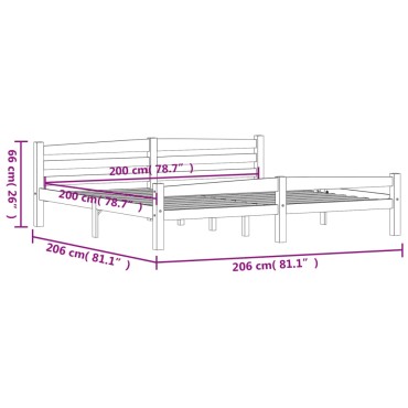 vidaXL Πλαίσιο Κρεβατιού 200x200cm από Μασίφ Ξύλο Πεύκου 1 τεμ. - Διπλό
