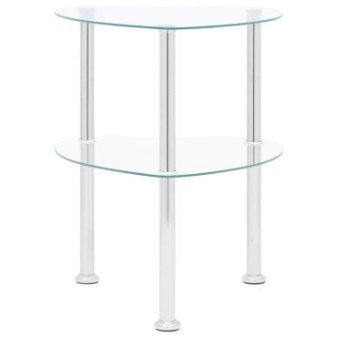 vidaXL Τραπεζάκι Σαλονιού 2 Επιπέδων Διαφανές 38x38x50cm Ψημ. Γυαλί 1 τεμ.