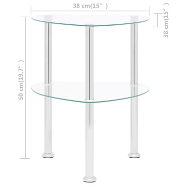 vidaXL Βοηθητικό Τραπέζι 2 Επιπέδων Διαφανές 38x38x50cm Ψημένο Γυαλί 1 τεμ.