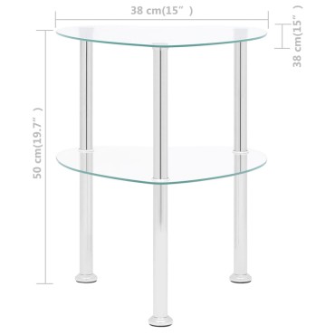 vidaXL Τραπεζάκι Σαλονιού 2 Επιπέδων Διαφανές 38x38x50cm Ψημ. Γυαλί 1 τεμ.