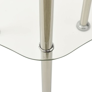 322790 vidaXL 2-Tier Side Table Transparent 38x38x50cm Tempered Glass