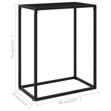 vidaXL Τραπέζι Κονσόλα Μαύρο 60x35x75cm από Ψημένο Γυαλί 1 τεμ.