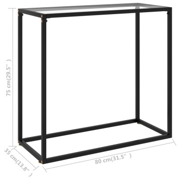 vidaXL Τραπέζι Κονσόλα Διαφανές 80x35x75cm από Ψημένο Γυαλί 1 τεμ.