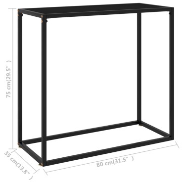vidaXL Τραπέζι Κονσόλα Μαύρο 80x35x75cm από Ψημένο Γυαλί 1 τεμ.