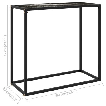 vidaXL Τραπέζι Κονσόλα Μαύρο 80x35x75cm από Ψημένο Γυαλί 1 τεμ.