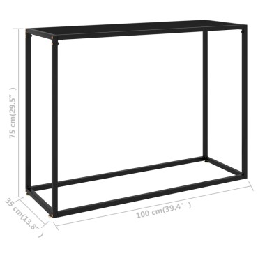 vidaXL Τραπέζι Κονσόλα Μαύρο 100x35x75cm από Ψημένο Γυαλί 1 τεμ.