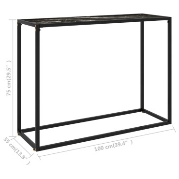 vidaXL Τραπέζι Κονσόλα Μαύρο 100x35x75cm από Ψημένο Γυαλί 1 τεμ.