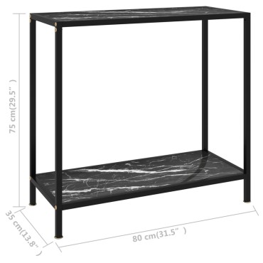 vidaXL Τραπέζι Κονσόλα Μαύρο 80x35x75cm από Ψημένο Γυαλί 1 τεμ.