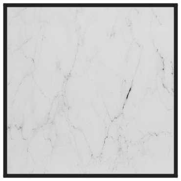vidaXL Τραπεζάκι Σαλονιού Μαύρο 90x90x50cm Λευκό Γυαλί Όψη Μαρμάρου 1 τεμ.