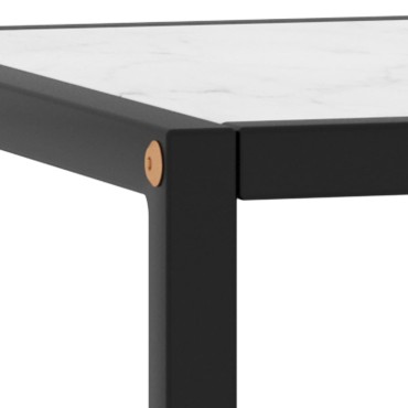 vidaXL Τραπεζάκι Σαλονιού Μαύρο 90x90x50cm Λευκό Γυαλί Όψη Μαρμάρου 1 τεμ.