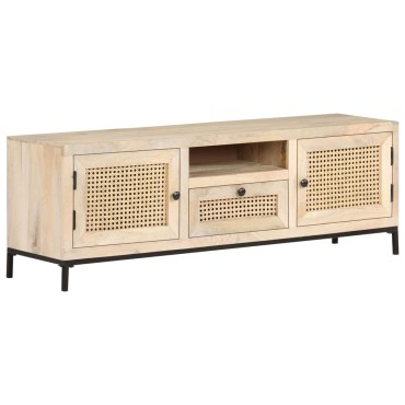 vidaXL Έπιπλο Τηλεόρασης 120x30x40cm Ξύλο Μάνγκο/Φυσικό Ζαχαροκάλαμο
