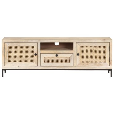 vidaXL Έπιπλο Τηλεόρασης 120x30x40cm Ξύλο Μάνγκο/Φυσικό Ζαχαροκάλαμο