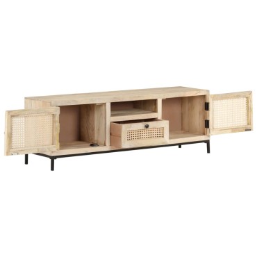 vidaXL Έπιπλο Τηλεόρασης 120x30x40cm Ξύλο Μάνγκο/Φυσικό Ζαχαροκάλαμο