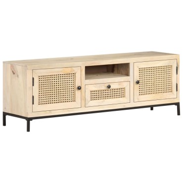 vidaXL Έπιπλο Τηλεόρασης 120x30x40cm Ξύλο Μάνγκο/Φυσικό Ζαχαροκάλαμο