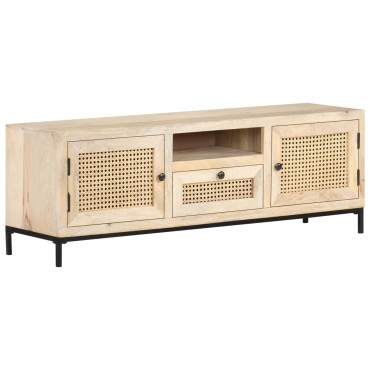 vidaXL Έπιπλο Τηλεόρασης 120x30x40cm Ξύλο Μάνγκο/Φυσικό Ζαχαροκάλαμο