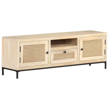 vidaXL Έπιπλο Τηλεόρασης 120x30x40cm Ξύλο Μάνγκο/Φυσικό Ζαχαροκάλαμο