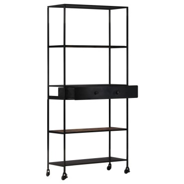 vidaXL Βιβλιοθήκη 80x35x180cm από Ακατέργαστο Ξύλο Μάνγκο & Σίδηρο 1 τεμ.