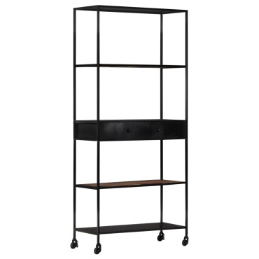 vidaXL Βιβλιοθήκη 80x35x180cm από Ακατέργαστο Ξύλο Μάνγκο & Σίδηρο 1 τεμ.